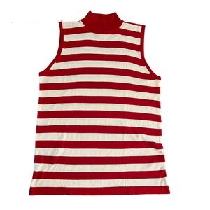 Silx By August Silk Turtleneck 100% Silk Sleeveless Striped Top Sweater Size L